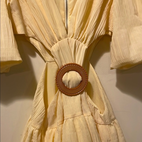 Womens Beulah Yellow Ruffled Tie Front Puff Sleeve Mini Dress - Picture 6 of 10